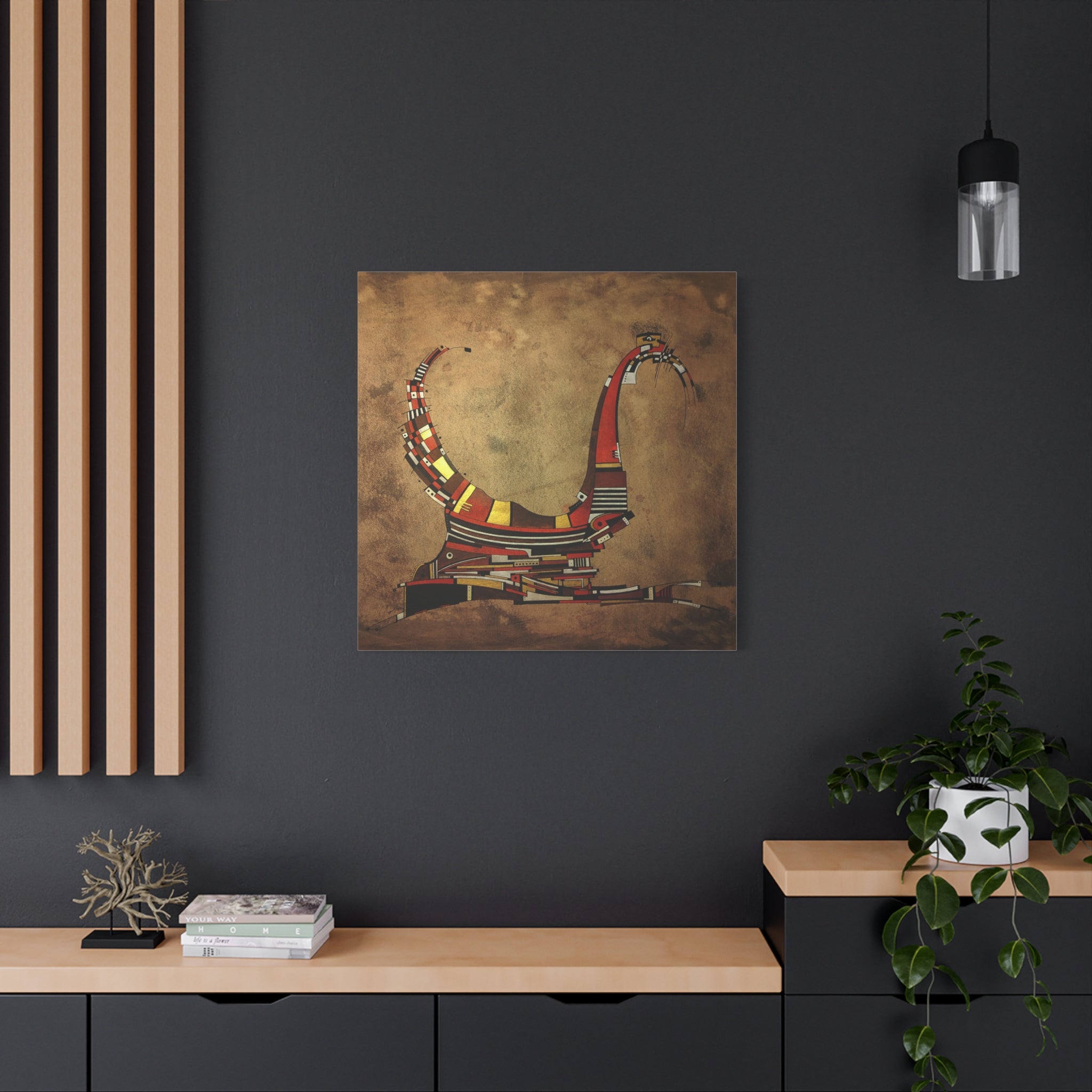Figurative Geometric Matte Canvas Art Name is "Simurg"
