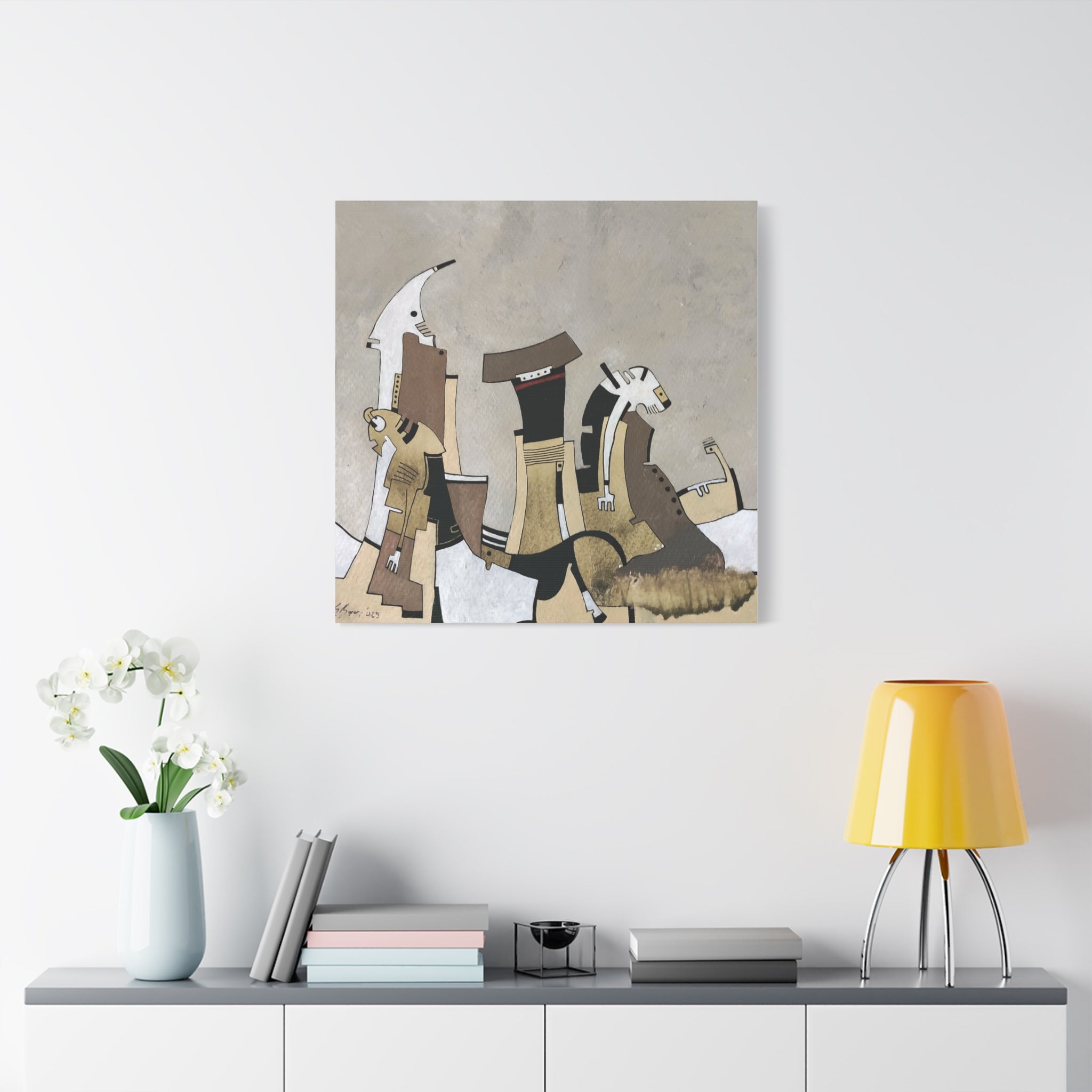 Figurative Geometric Matte Canvas Art Name is "Other Worlds"