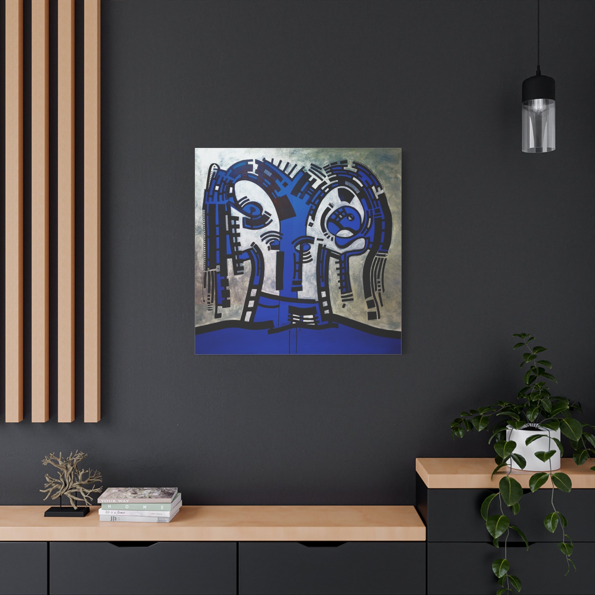 Figurative Geometric Matte Canvas Art Name is "The Guest Inside Me"