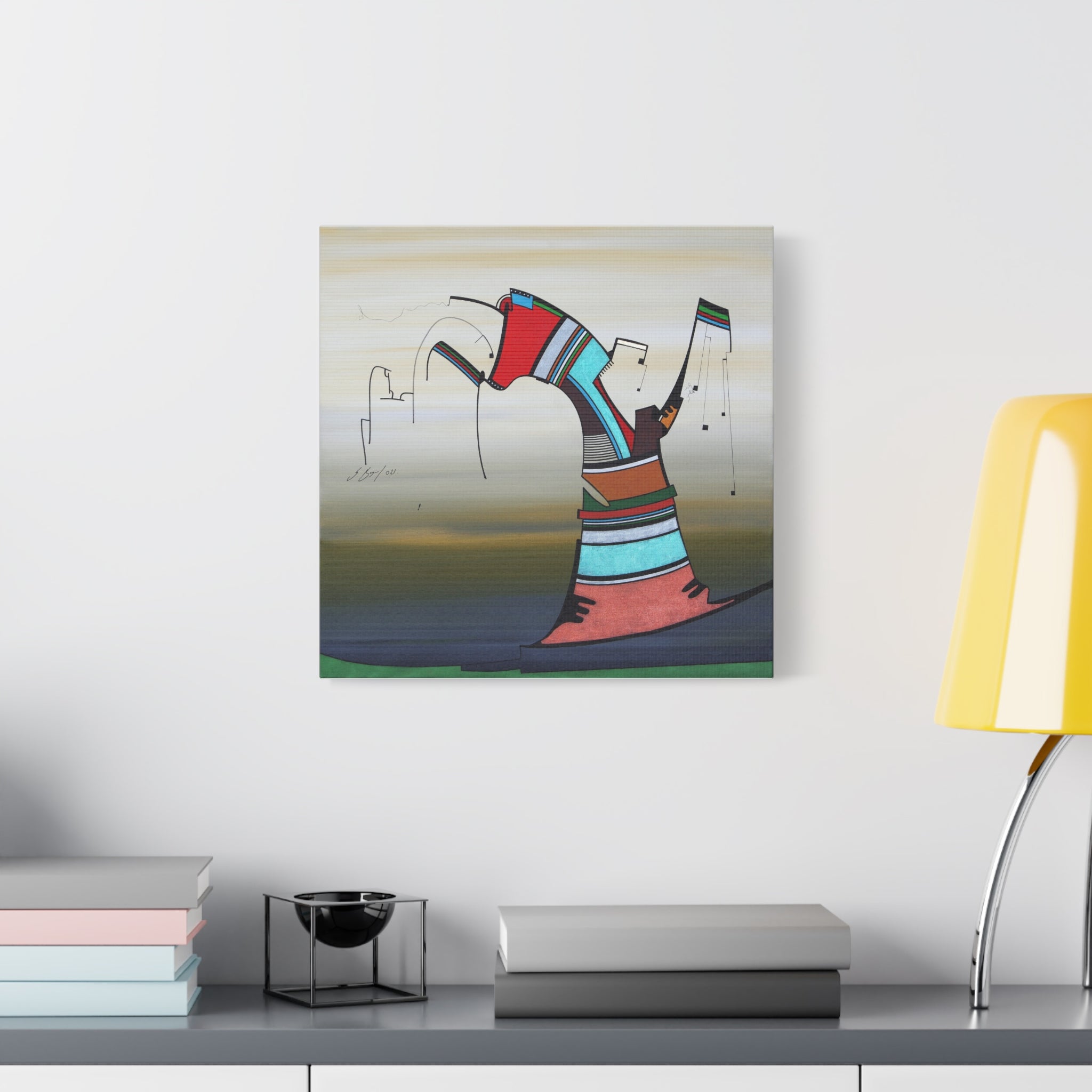 Copy of Figurative Geometric Matte Canvas Art Name is "Praying Mantis"