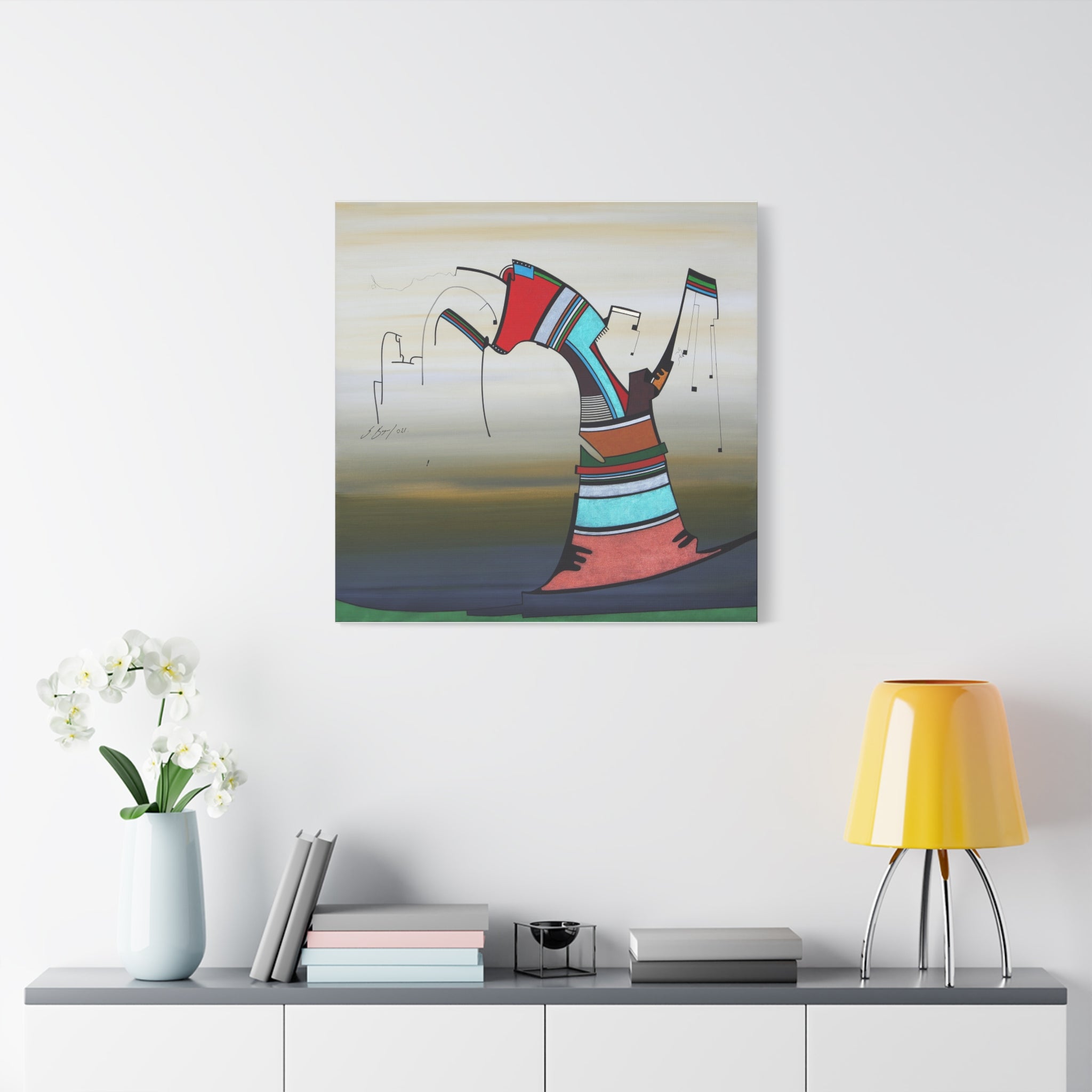 Copy of Figurative Geometric Matte Canvas Art Name is "Praying Mantis"