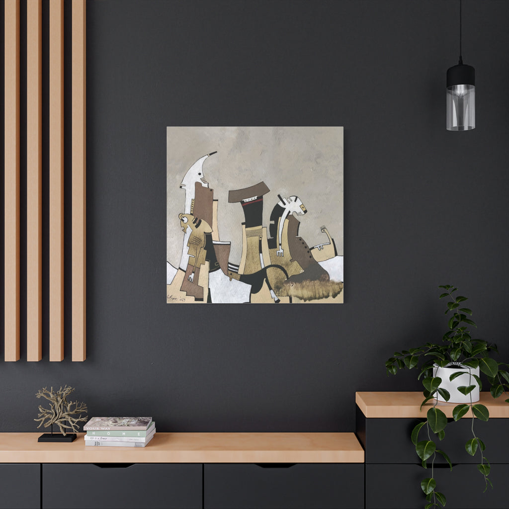 Figurative Geometric Matte Canvas Art Name is "Other Worlds"