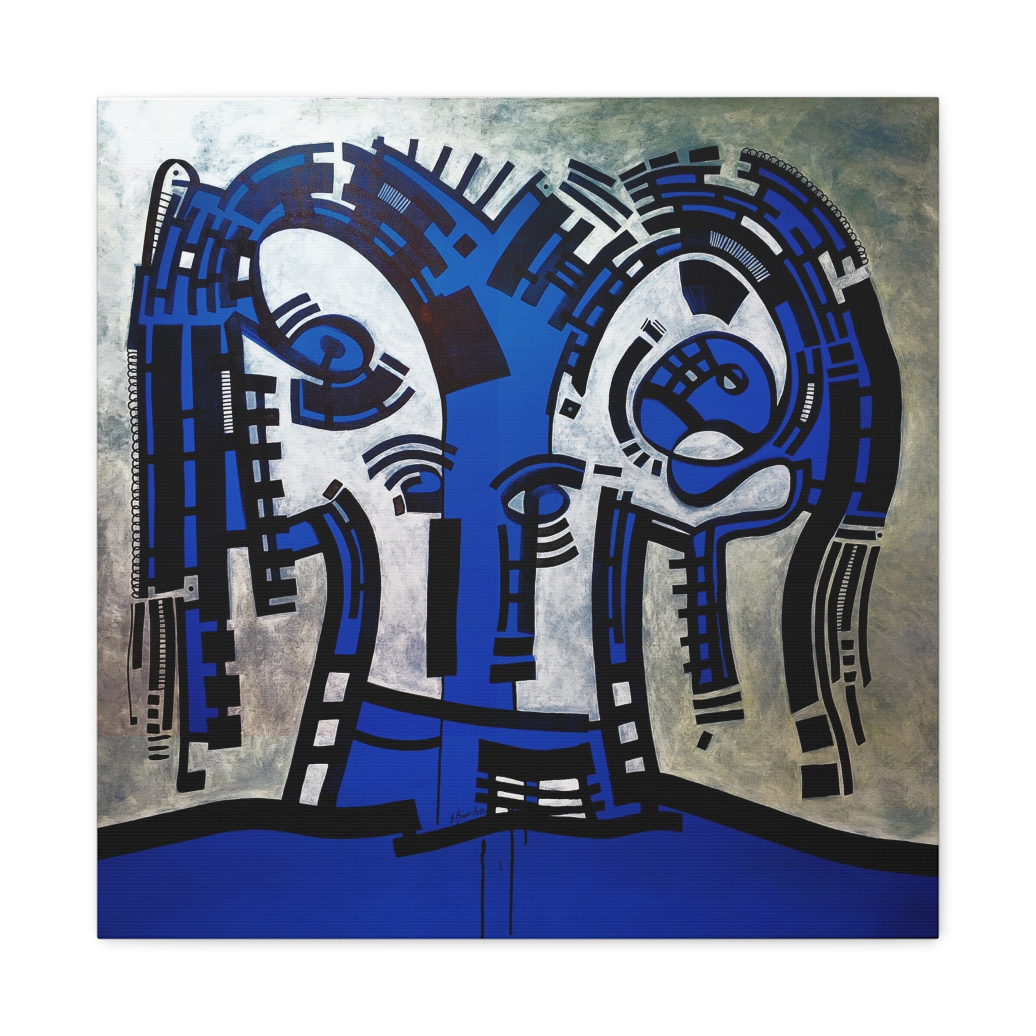 Figurative Geometric Matte Canvas Art Name is "The Guest Inside Me"