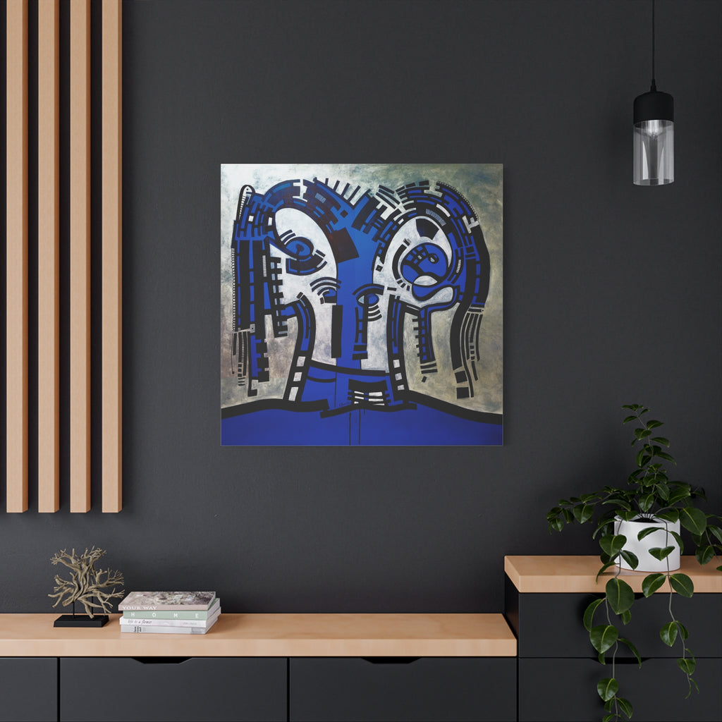 Figurative Geometric Matte Canvas Art Name is "The Guest Inside Me"