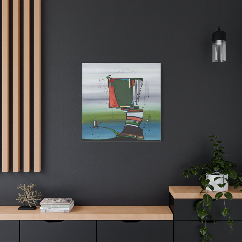 Figurative Geometric Matte Canvas Art Name is "Olive Tree"