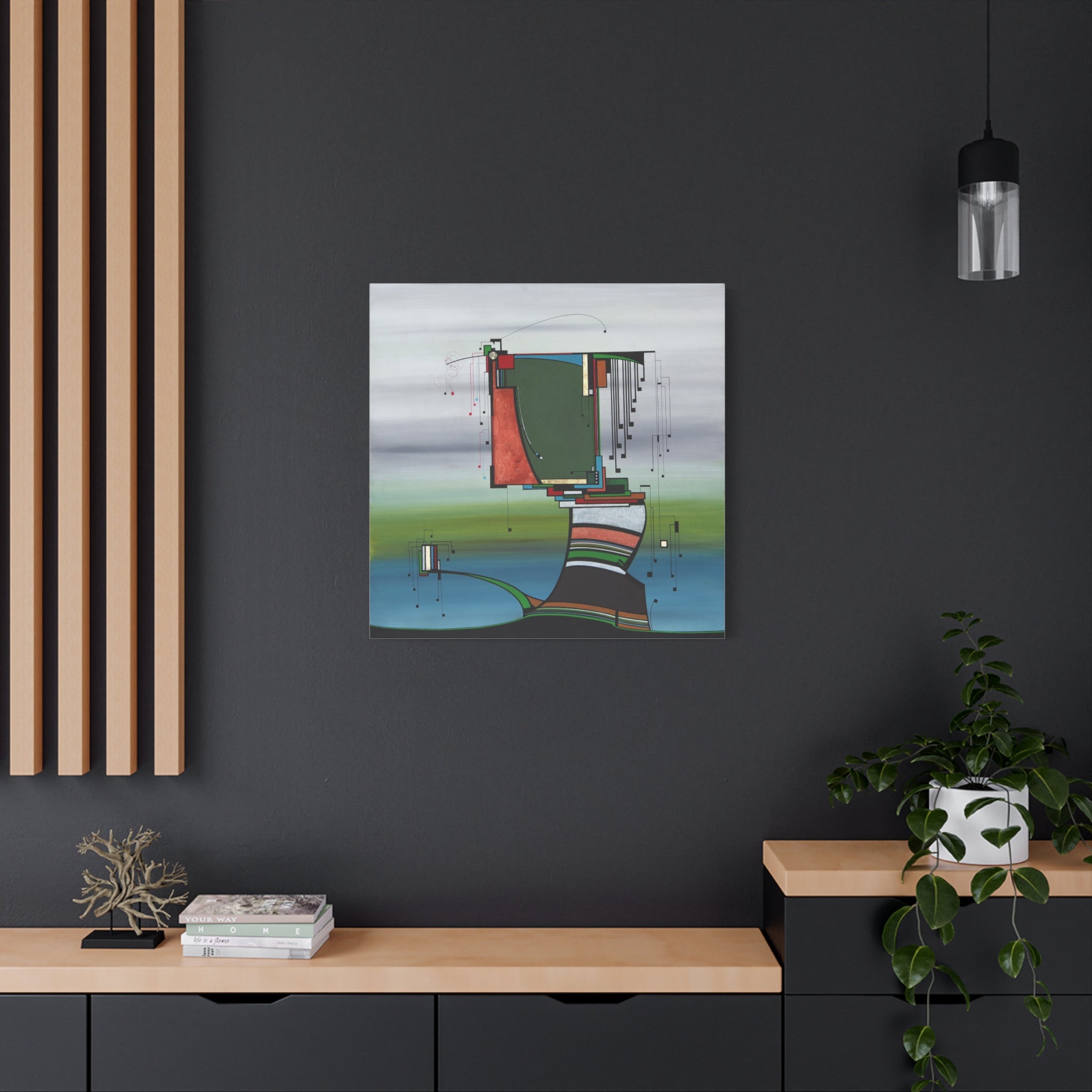 Figurative Geometric Matte Canvas Art Name is "Olive Tree"