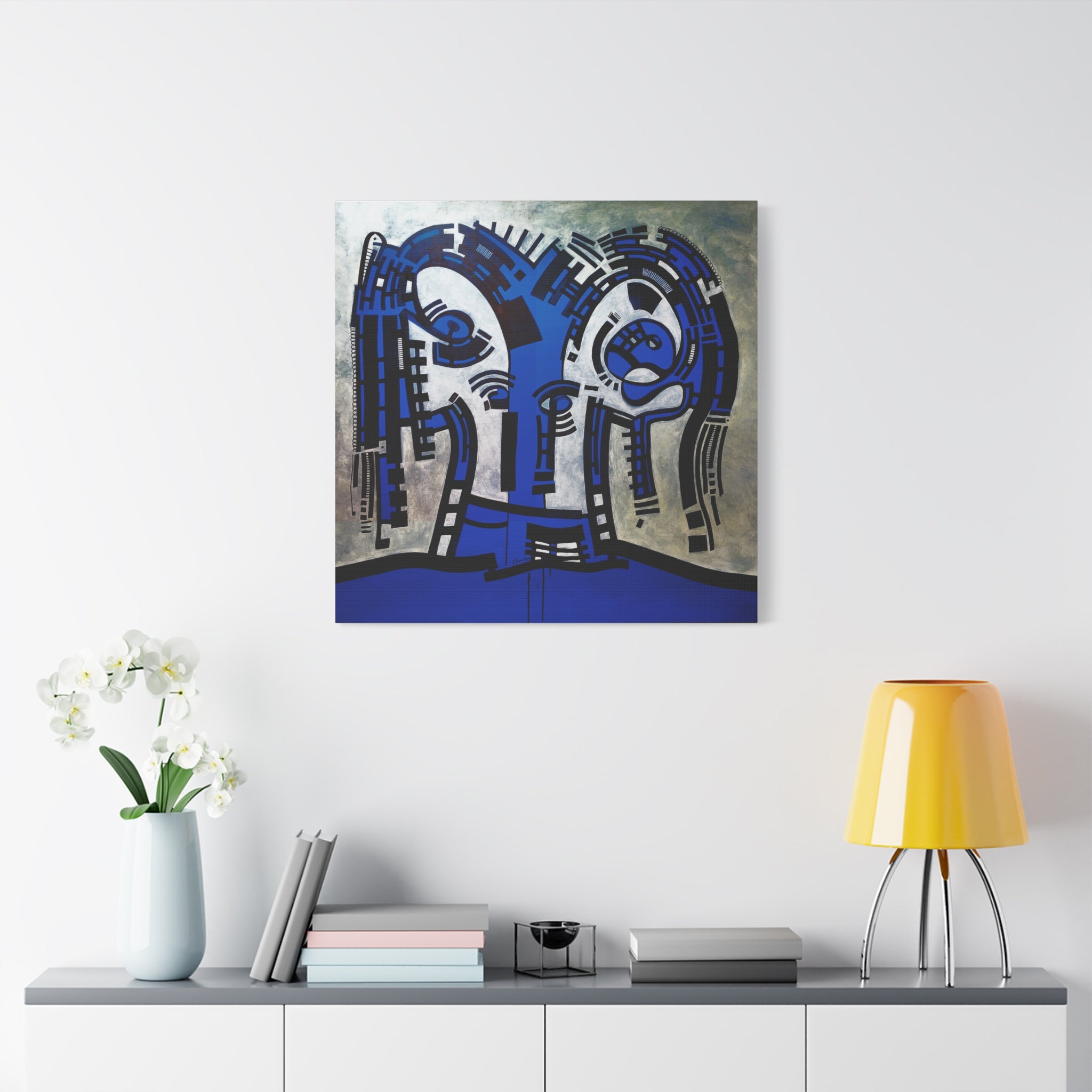 Figurative Geometric Matte Canvas Art Name is "The Guest Inside Me"