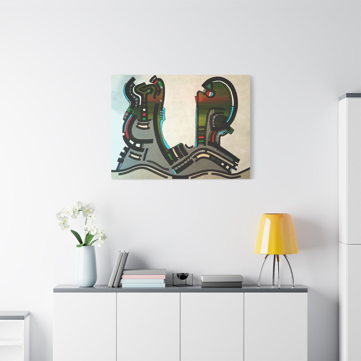 Abstract Geometric Matte Canvas Art Name is "Gen"