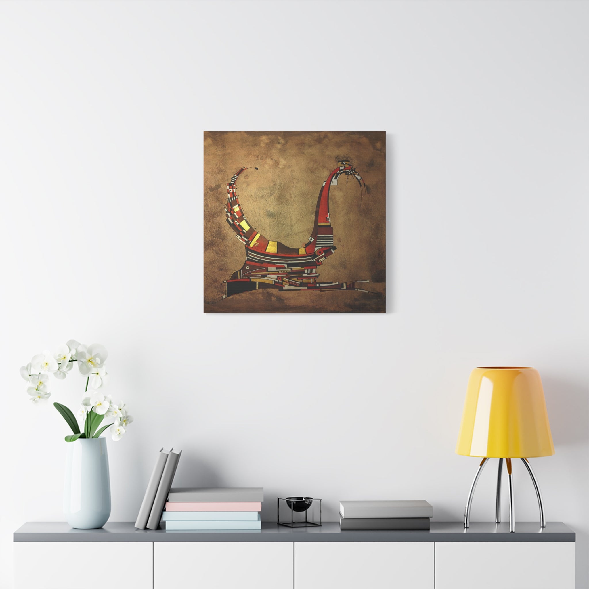 Figurative Geometric Matte Canvas Art Name is "Simurg"