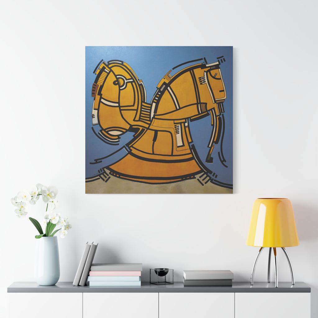 Figurative Geometric Matte Canvas Art Name is "Hitit"