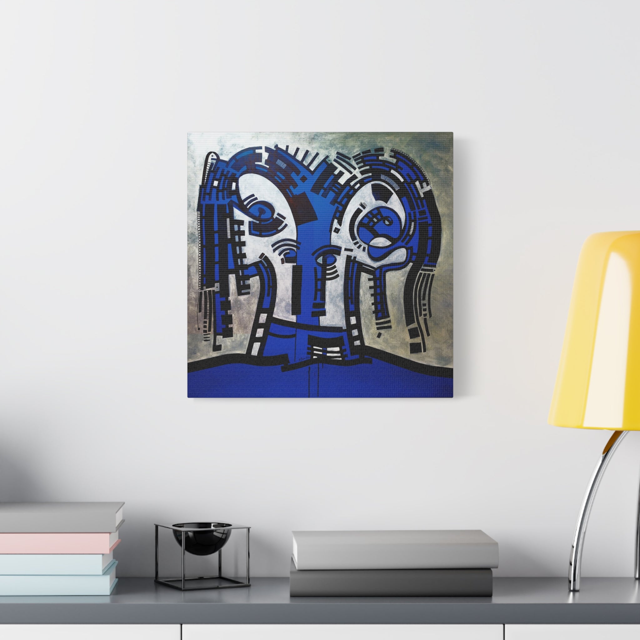 Figurative Geometric Matte Canvas Art Name is "The Guest Inside Me"
