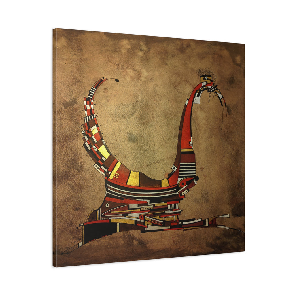 Figurative Geometric Matte Canvas Art Name is "Simurg"