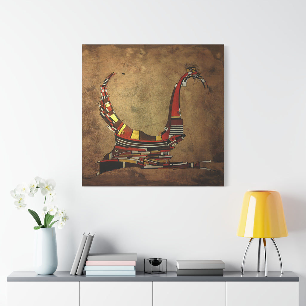 Figurative Geometric Matte Canvas Art Name is "Simurg"