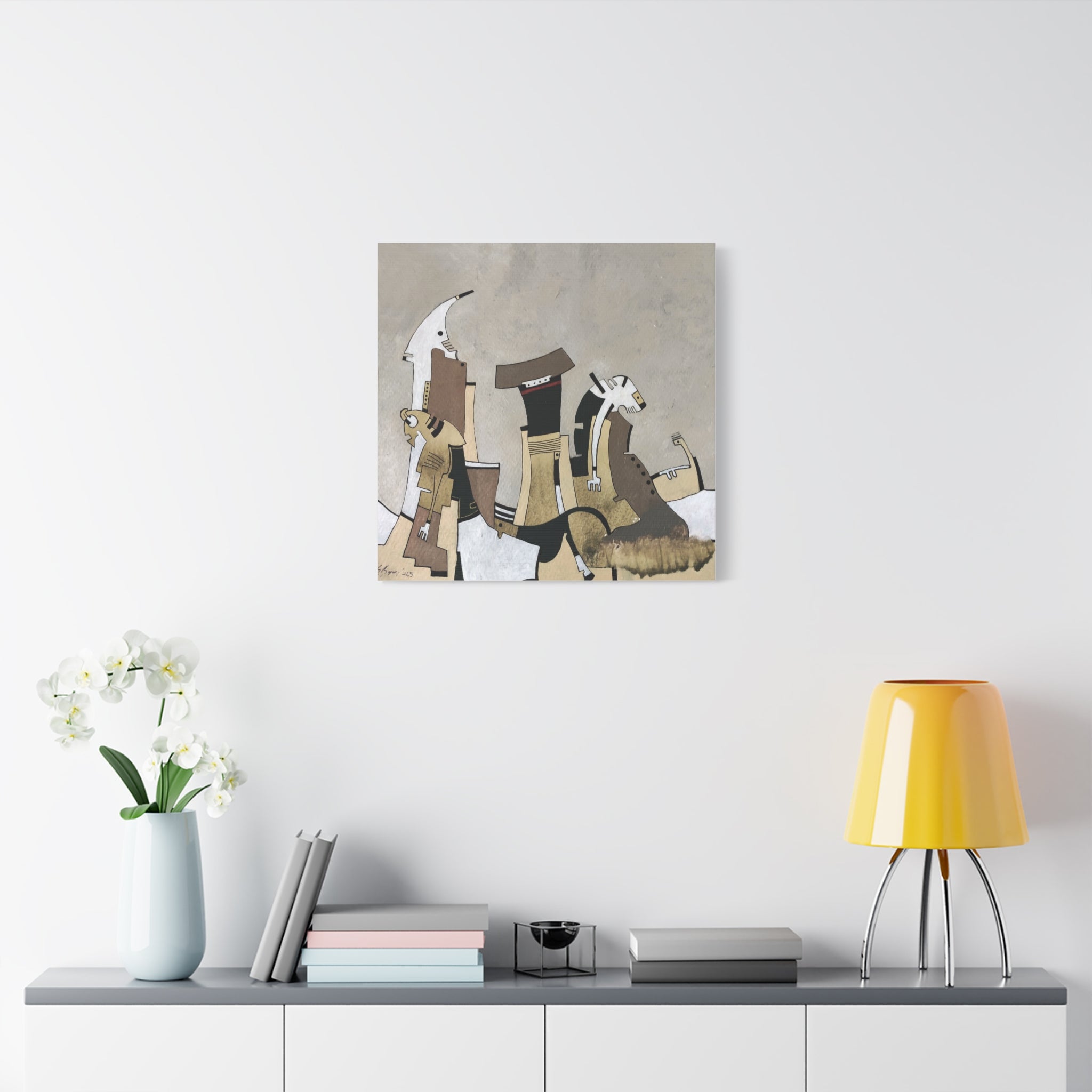 Figurative Geometric Matte Canvas Art Name is "Other Worlds"