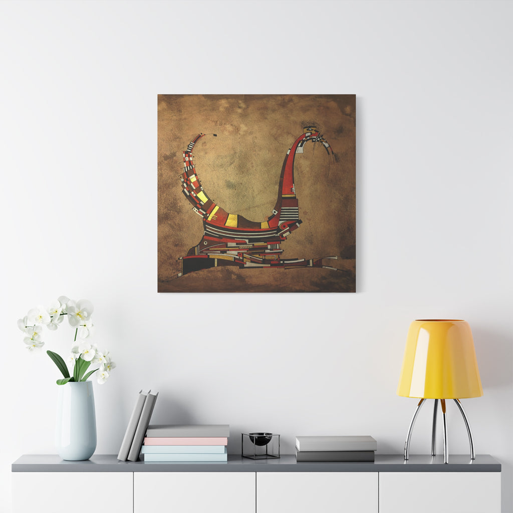 Figurative Geometric Matte Canvas Art Name is "Simurg"