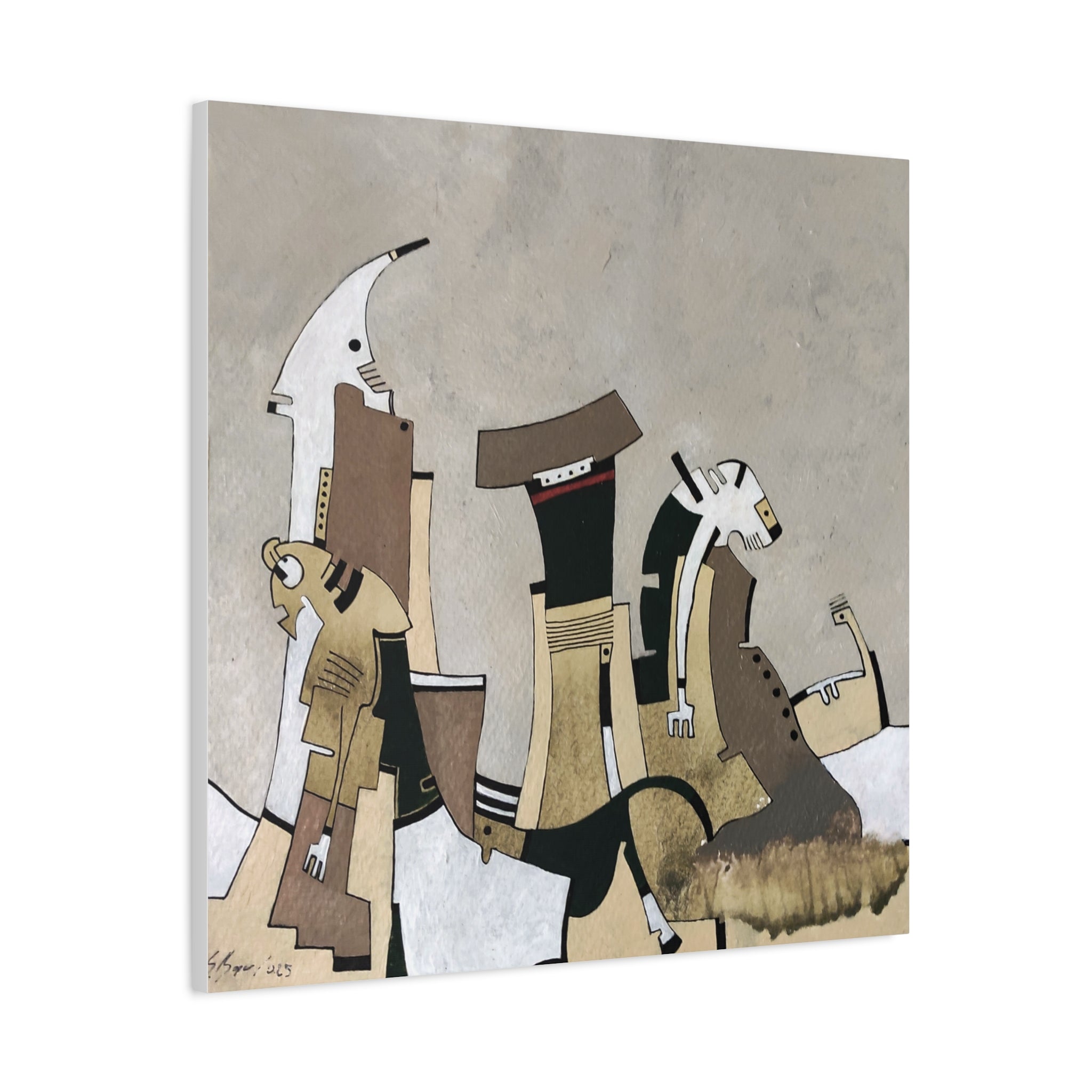 Figurative Geometric Matte Canvas Art Name is "Other Worlds"